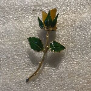 Elegant Yellow Rose Brooch